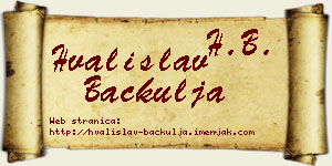 Hvalislav Bačkulja vizit kartica